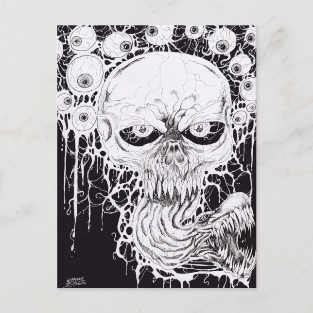 Horror Skull Art Postcard (Front)