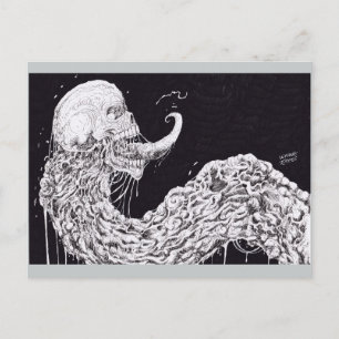 Horror Skull Serpent Fantasy Art Postcard