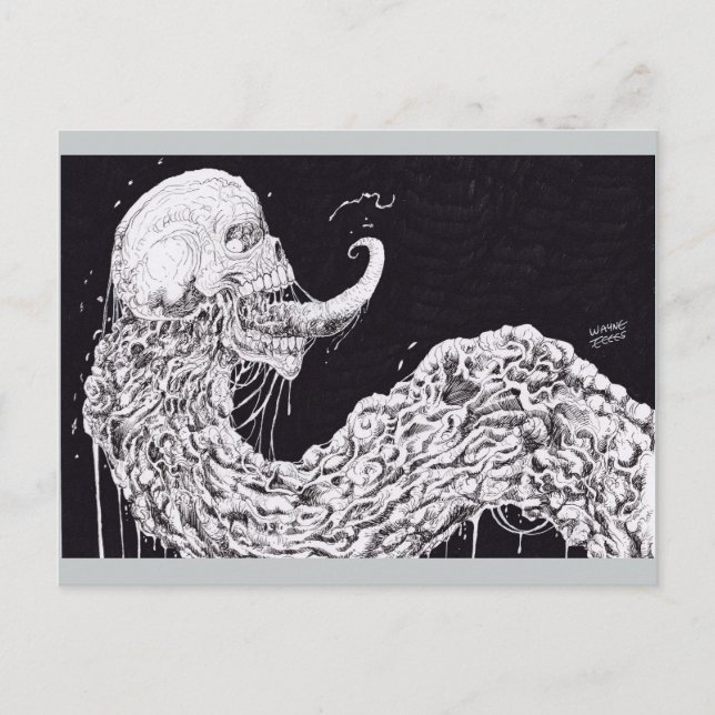 Horror Skull Serpent Fantasy Art Postcard (Front)