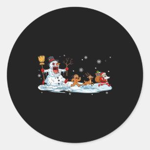 Horror Snowman Christmas Reindeer Gingerbread Sant Classic Round Sticker