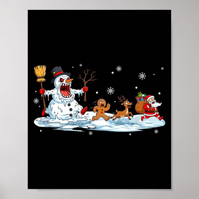 Horror Snowman Christmas Reindeer Gingerbread Sant Poster (Front)