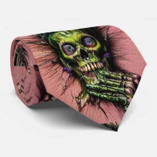 Horror Spooky Creepy Skull Tie