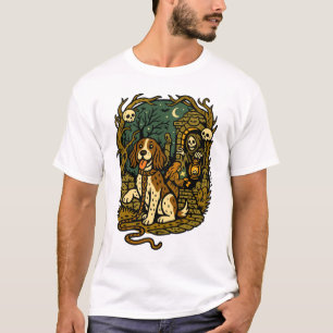 Horror Spooky Skeleton Dog Aesthetic T-Shirt
