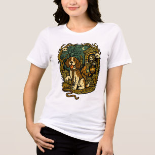 Horror Spooky Skeleton Dog Aesthetic Tri-Blend Shirt