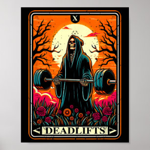 Horror Tarot Card Deadlifts The Death Gym Workout  Poster