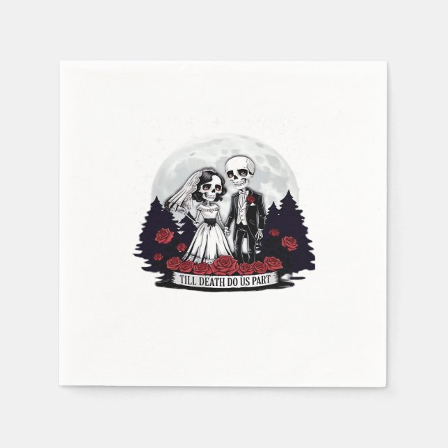 Horror Valentines Day Skeleton Couple Till Death D Napkin (Front)