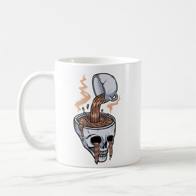 horror weird sketelon coffee  mug (Left)