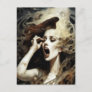 Horror Woman Screams Postcard