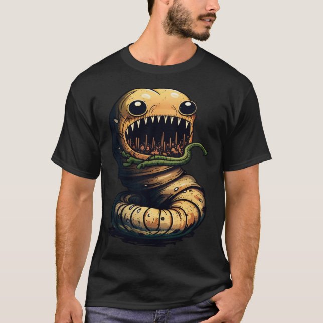 Horror Worm Nightmare Scary Terrifying Halloween T-Shirt (Front)