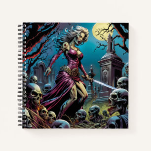 Horror Zombie Girl With Sword Notebook