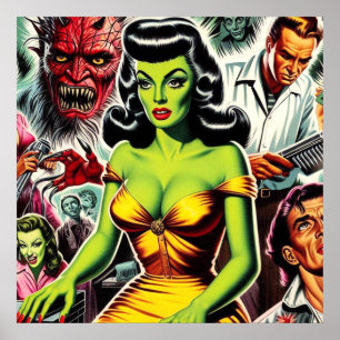 Horror Zombie Pin-up Poster