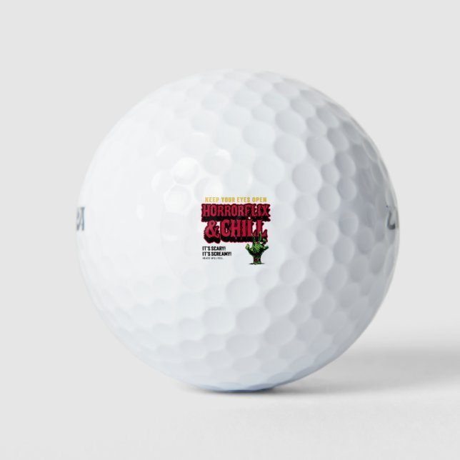 Horrorflix And Chill  Golf Balls (Front)