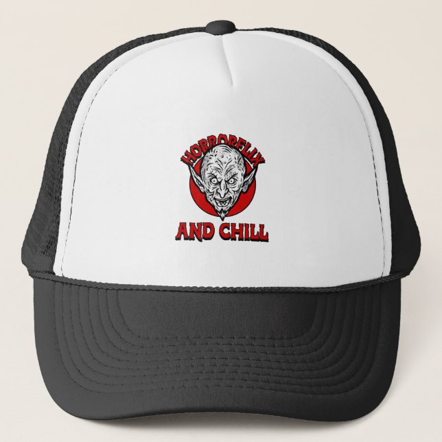 Horrorflix And Chill  Trucker Hat (Front)