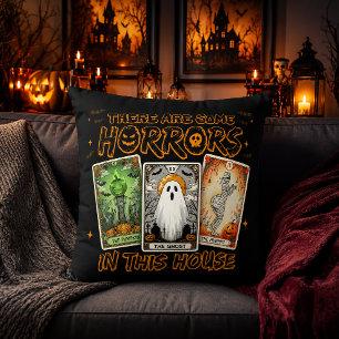 Horrors In This House Tarot Halloween Throw Pillow