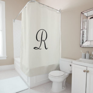Hors Blanc Faux Burlap Douche Rideau Monogramme