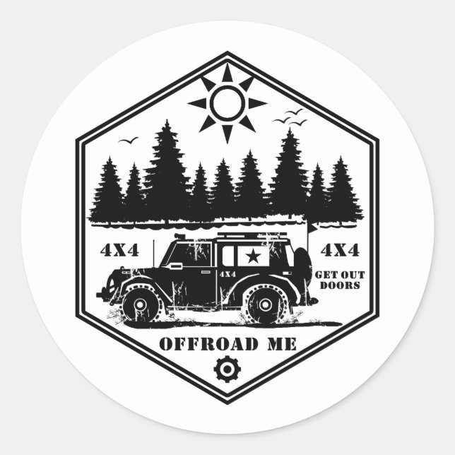 HORS ROAD ME Wilderness BW Classic Round Sticker (Devant)