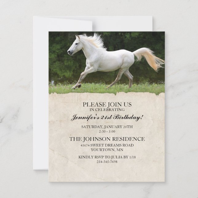 Horse 21st Birthday Party Invitation (Front)