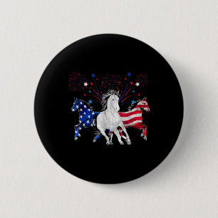 Horse 4th Of July Patriotic American Flag 2 Inch Round Button
