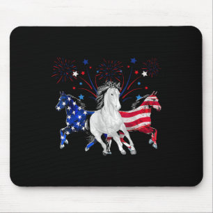 Horse 4th Of July Patriotic American Flag Mouse Pad