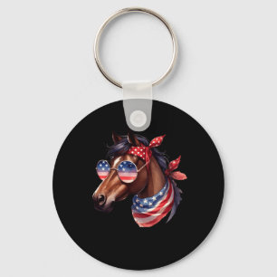 Horse 4th Of July Shirt Women Girls Horse Keychain