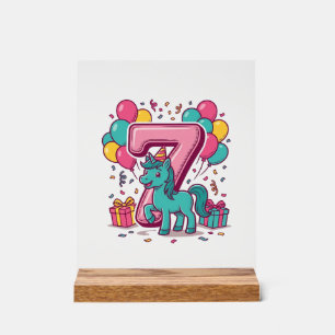 Horse 7th Birthday Party Cute Pony Vector Design_1 Acrylic Sign