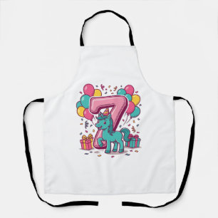 Horse 7th Birthday Party Cute Pony Vector Design_1 Apron