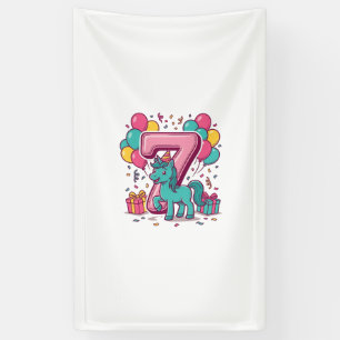 Horse 7th Birthday Party Cute Pony Vector Design_1 Banner