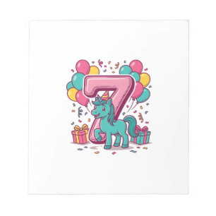 Horse 7th Birthday Party Cute Pony Vector Design_1 Notepad