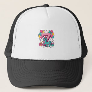 Horse 7th Birthday Party Cute Pony Vector Design_1 Trucker Hat