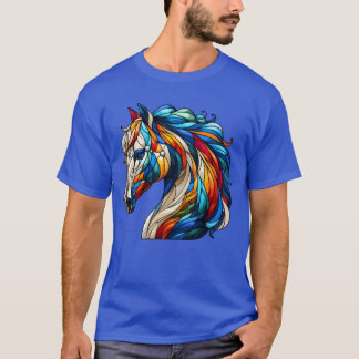 Horse Abstract Stained Glass Geometric family T-Shirt