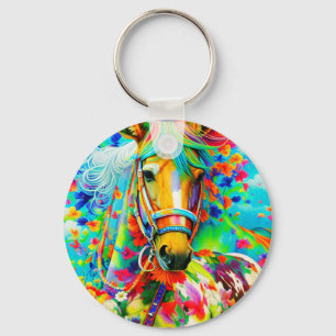 Horse Adorne with Flowers Keychain