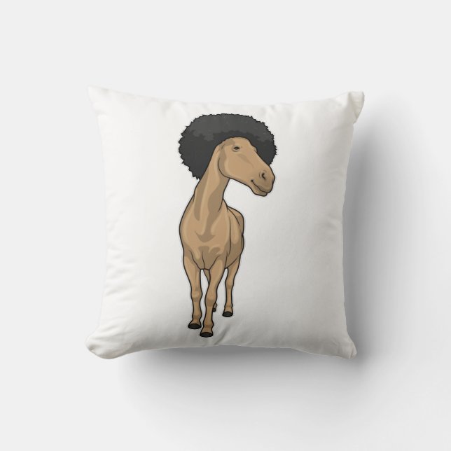 Horse Afro Throw Pillow (Front)