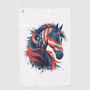 Horse American Flag Golf Towel
