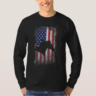 Horse American Flag Proud Usa Patriot Horse Riding T-Shirt