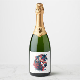 Horse American Flag Sparkling Wine Label