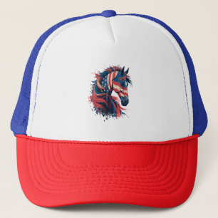 Horse American Flag Trucker Hat