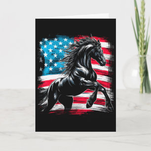 Horse American Flag Usa Horses 4th Of July  Card
