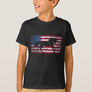 Horse American Flag USA Patriotic for Girls Women T-Shirt