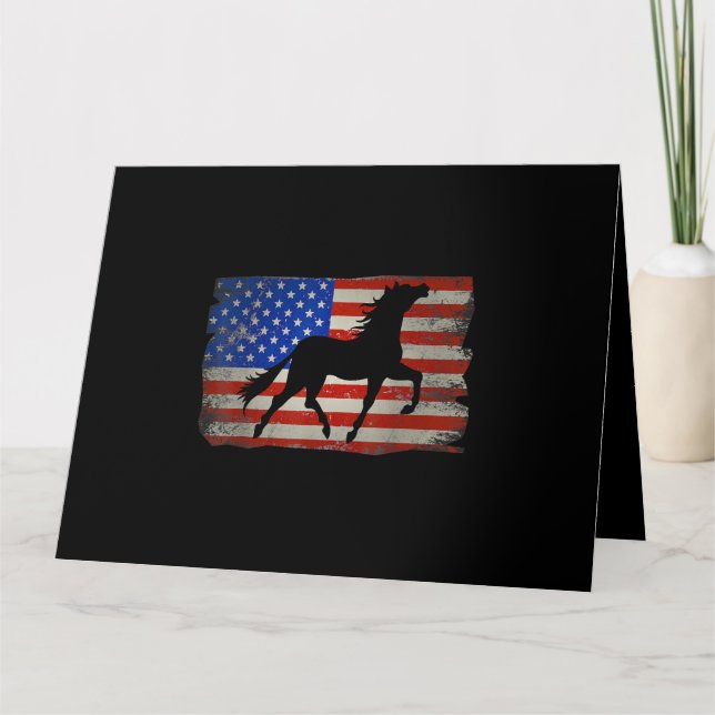 Horse American Flag USA Patriotic Horseback Riding Card (Front)