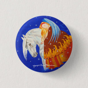 Horse and Angel 1 Inch Round Button