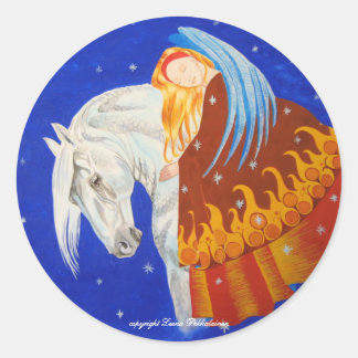 Horse and Angel Classic Round Sticker