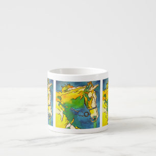 "Horse and Bridle Colourful Black Outline Art"  #h Espresso Cup