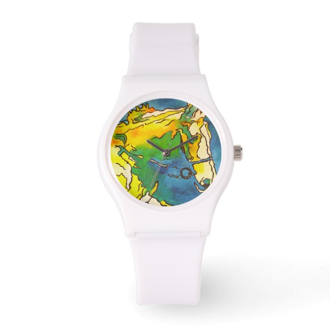 "Horse and Bridle Colourful Black Outline Art"  #h Watch (Front)