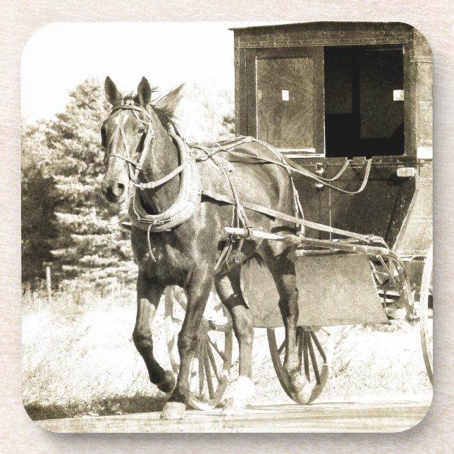 Horse and Buggy Sepia Coaster (Front)