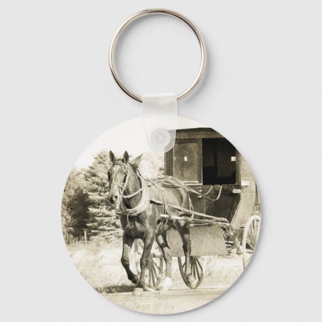 Horse and Buggy Sepia Keychain (Front)