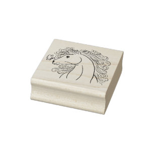 Horse and Butterfly Rubber Stamp