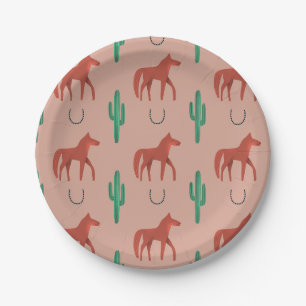 Horse and Cactus Paper Plate