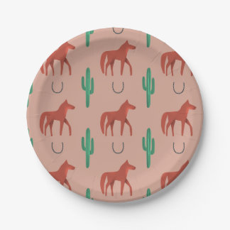 Horse and Cactus Paper Plate