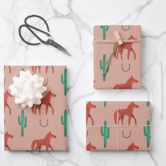 Horse and Cactus Wrapping Paper Sheet