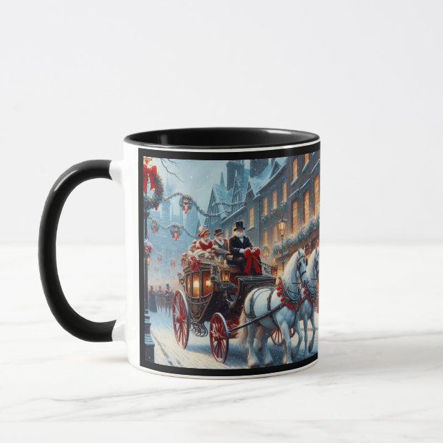 Horse and Carraige Christmas mug (Left)